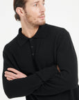 LUKE 5 Long-sleeve polo shirt in black cashmere