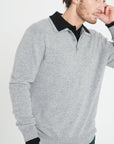 LUKE 5 Long-sleeved polo shirt in light grey cashmere