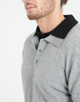 LUKE 5 Long-sleeved polo shirt in light grey cashmere