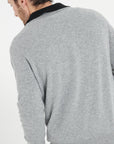 LUKE 5 Long-sleeved polo shirt in light grey cashmere