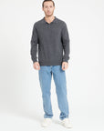 LUKE 5 Long-sleeve cashmere polo shirt charcoal grey