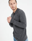 LUKE 5 Long-sleeve cashmere polo shirt charcoal grey