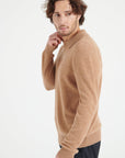 LUKE 5 Camel cashmere long-sleeve polo shirt