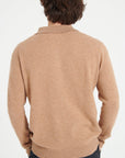 LUKE 5 Camel cashmere long-sleeve polo shirt