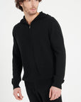 LUKE 6 Black cashmere zip hoodie