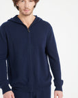 LUKE 6 Zipped cashmere hoodie navy blue