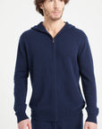 LUKE 6 Zipped cashmere hoodie navy blue