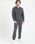 LUKE 6 Charcoal grey cashmere zip hoodie