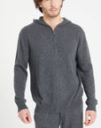 LUKE 6 Charcoal grey cashmere zip hoodie