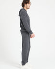 LUKE 6 Charcoal grey cashmere zip hoodie