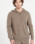 LUKE 6 Taupe cashmere zip hoodie