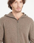 LUKE 6 Taupe cashmere zip hoodie