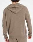 LUKE 6 Taupe cashmere zip hoodie