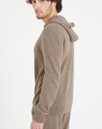 LUKE 6 Taupe cashmere zip hoodie