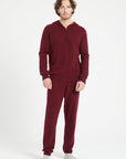 LUKE 6 Zipped cashmere hoodie burgundy red