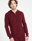 LUKE 6 Zipped cashmere hoodie burgundy red