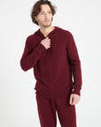 LUKE 6 Zipped cashmere hoodie burgundy red