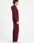 LUKE 6 Zipped cashmere hoodie burgundy red