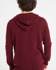 LUKE 6 Zipped cashmere hoodie burgundy red