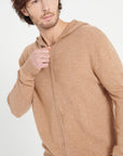 LUKE 6 Camel cashmere zip hoodie