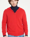 LUKE 6 Red cashmere zip hoodie