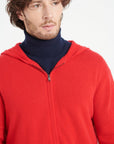 LUKE 6 Red cashmere zip hoodie