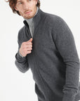 LUKE 8 Charcoal grey cashmere zip cardigan