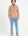 LUKE 8 Camel cashmere zip cardigan