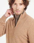 LUKE 8 Camel cashmere zip cardigan