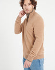 LUKE 8 Camel cashmere zip cardigan