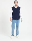 LUKE 9 Sleeveless cashmere cardigan in navy blue