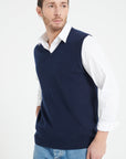 LUKE 9 Sleeveless cashmere cardigan in navy blue