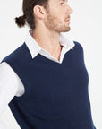 LUKE 9 Sleeveless cashmere cardigan in navy blue