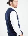 LUKE 9 Sleeveless cashmere cardigan in navy blue