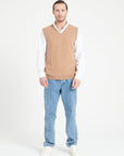 LUKE 9 Sleeveless camel cashmere cardigan