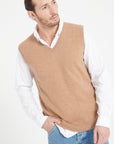 LUKE 9 Sleeveless camel cashmere cardigan