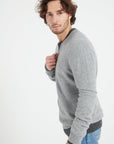 LUKE 10 Cashmere bomber neck cardigan in light grey