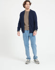 LUKE 10 Cashmere bomber neck cardigan in navy blue