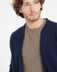 LUKE 10 Cashmere bomber neck cardigan in navy blue