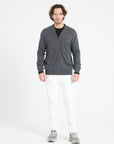 LUKE 10 Cashmere bomber neck cardigan in anthracite grey