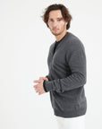 LUKE 10 Cashmere bomber neck cardigan in anthracite grey