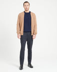 LUKE 10 Cashmere bomber neck cardigan in camel