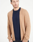 LUKE 10 Cashmere bomber neck cardigan in camel