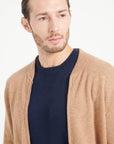 LUKE 10 Cashmere bomber neck cardigan in camel