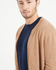 LUKE 10 Cashmere bomber neck cardigan in camel