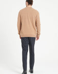 LUKE 10 Cashmere bomber neck cardigan in camel