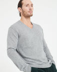 LUKE 11 V-neck cashmere sweater light grey