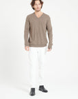 LUKE 11 V-neck cashmere sweater in taupe