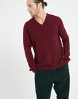 LUKE 11 V-neck cashmere sweater burgundy red