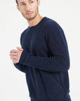 LUKE 12 Round-neck cashmere sweater navy blue